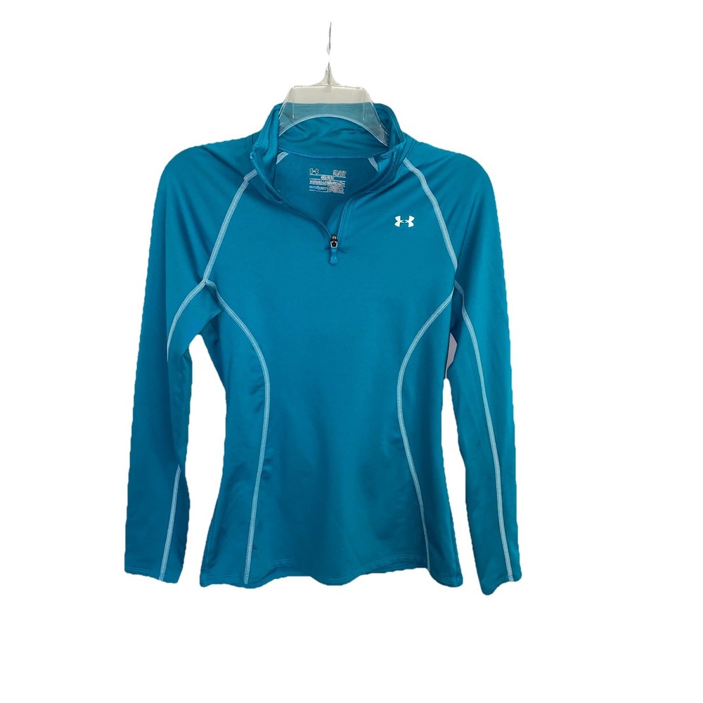Under Armour Woman's Teal Quarter Zip Jacket‎ Semi Fitted Cold Gear Size Small
